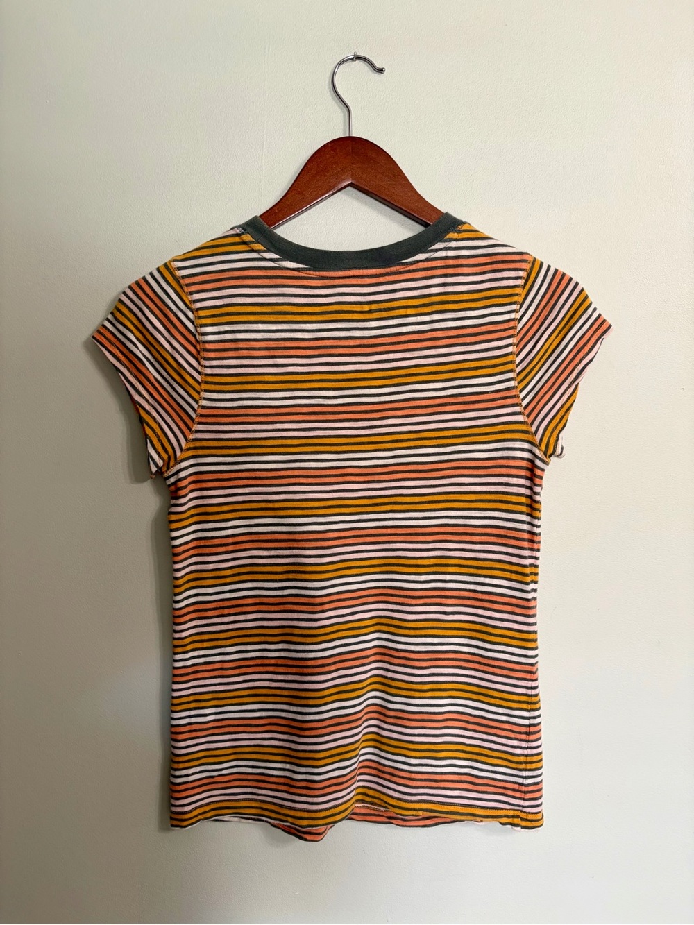 Universal Thread Striped Ringer Tee - Pink, Mustard & Olive Contrast - Picture 2 of 3